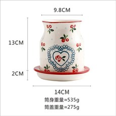 수저통 수저정리함 식기건조대 체리 도자기 일본식 통 물빠짐 큐티, A. 체리 젓가락 튜브, 1개