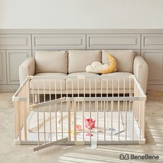 베네베네 프리미엄 페인팅 원목 베이비룸 안전문 아기 울타리 6P 세트, 1개