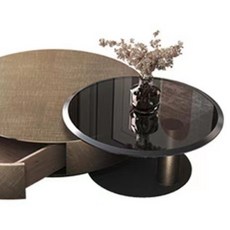 意式輕奢古銅色不銹鋼茶幾 極簡客廳家用小戶型簡約玻璃邊幾組閤, 100*32+60*39抽屜組合, 1個