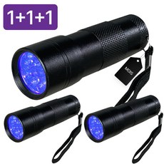 모이스 UV LED 휴대용 플래시라이트 12구 UV램프 레진 네일 경화 랜턴 오줌자국 UV후레쉬 형광물질 탐지 축광 블랙라이트, 3개