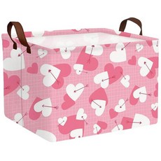 MYFLOCY 대형 발렌타인 데이 바구니 하트 모양 보관함 선물용 접이식 정리함 방 장식 (퍼플 웨이브 블랙 러브), 애로우 화이트 핑크 러브, 애로우 화이트 핑크 러브