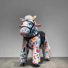 승마장난감 바퀴가 달린 말장난감 말타기 목마 흔들말, 1개, 31. 그래피티 1