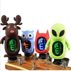 SWIFF 夾式調音器 吉他 烏克麗麗 貝斯 小提琴 木吉他 適用 可愛造型 高靈敏度, 1個, 貓頭鷹 (咖啡色)