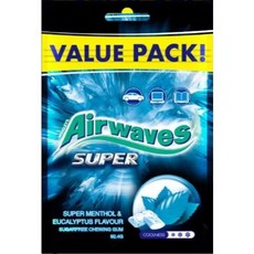 Airwaves Super Menthol & Eucalyptus Flavour Sugarfree Chewing Gum Value Pack, 1個