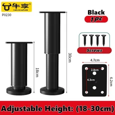 8-110cm 높이 조절 가능한 가구 지지대 침대 프레임 금속 다리 침대/소파/캐비닛/소파/테이블, 01 China Mainland, 22 black 18-30cm
