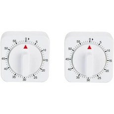 2Pcs 화이트 60분 기계식 주방 타이머 시계 시끄러운 알람 기능 - 시각적 조리 시계 종료 배터리 필요 없음 요리 온도계 및 타이머 베이킹 관리에 이상적임