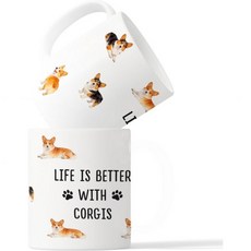 골든 리트리버 머그컵 선물 (여성 및 남성용) 강아지 세라믹 커피 (313ml), Full Covered Corgi