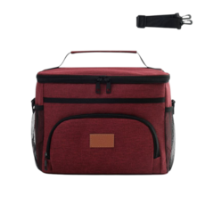保溫袋 保冷袋 14L大容量 可折疊防水 野餐便當飲料袋 加厚防水層 露營戶外用, 酒紅, 14L
