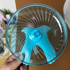 喵汪島 倉鼠跑輪 飛盤式 靜音無聲 寵物跑步機, 透藍色飛碟跑輪,跑盤直徑13CM, 1個
