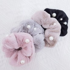 NOID-B 毛絨珍珠大腸髮圈 8色 4入組合