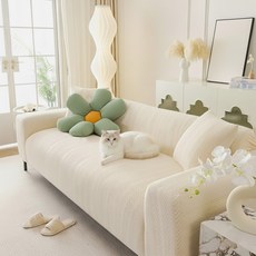 Norvee 고탄력 소파커버 사계절 쇼파커버 미끄럼방지 반려동물 긁힘방지, 1개, 화이트