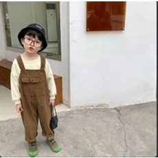 벨르팜므 유아 남아 브라운 멜빵 골덴바지 130호