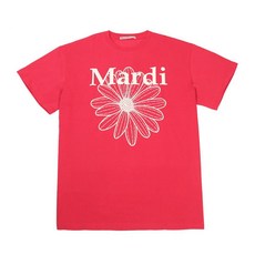 Mardi Mercredi 中性款花朵短袖T恤, 紅色 + 象牙白