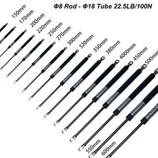1PC 500N/113LB 150-600mm 강철 눈 끝이 있는 가스 스트럿츠 충격 흡수 장치 스프링 리프트는 야외 벤치 RV, 11 YQ 8 18-260-600