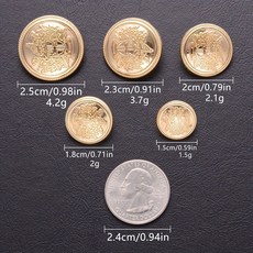 15PCS 금속 단추 대학 정장 패턴 황금 영국 빈티지 코트 꿰매어 손으로 옷 스타일, [00] 23mm, Gold