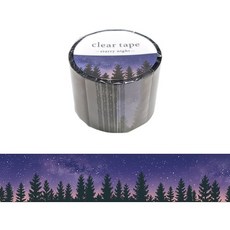 MIND WAVE 透明PET膠帶 星夜森林款 30mm, 1個, 透明, 星夜森林