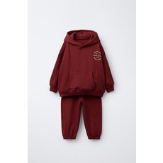 국내배송 ZARA 자라 아동 키즈 주니어 텍스트 스웨트셔츠 및 조거 팬츠 조깅 세트 석류 1880594605 1292898