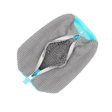 雪尼爾洗鞋袋 圓柱洗鞋神器 家用機洗洗鞋袋 防變形洗護袋 運動鞋清潔袋 懶人洗鞋 圓柱洗衣網 洗娃娃專用袋, 雪尼爾洗鞋袋(藍+灰色), 1個