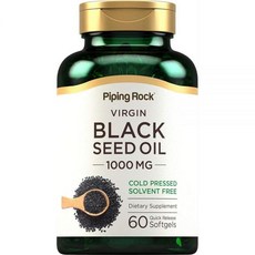 블랙씨드오일 황산화 체중 파이핑 락 블랙 씨드 오일 소프트젤 캡슐 | 1000mg 60알 콜드 프레스 솔벤트 프리 비 GMO 글루텐, 60, 1개