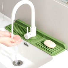 트루행센 두꺼운 실리콘 잠금장치 배수매트 싱크대 세면대, 1개, 카키그린