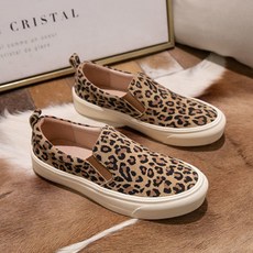 Vezri 봄 여름 가을 편한 남녀공용 청소년 성인 레오파드 패턴 캐주얼 슬립온 운동화