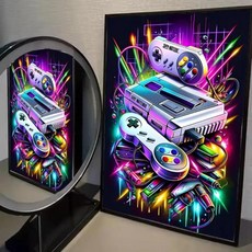 수채화 네온 비디오 게임 포스터 접착 아트 방수 종이 스티커 커피 하우스 룸 벽장식, 2. White11