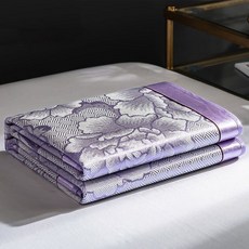 家用冰絲席 可折疊軟席子, 緣定今生-紫色,90*190cm 送1個枕套