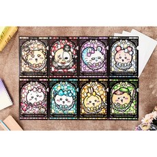 吉伊卡哇chiikawa 彩色玻璃透明資料夾 L夾 文件夾 彩繪玻璃 小八兔兔師傅栗子小桃古本甲蟲, 1個, 栗子