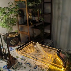 拾光優選好物 小古箏 初級水晶指法練習 夜光16弦66厘米, 1個, 黑色黃光