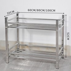 不銹鋼花架 陽臺落地式花盆架 帶輪可移動多層置物架, 1個, 兩層-長60釐米高52【護欄款】