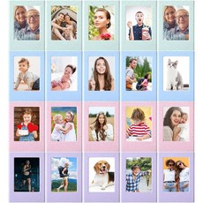 에팍 20팩 마그네틱 사진 액자 귀여운 미니 테이블 홀더 3인치 플라스틱 컬러풀 디스플레이(멀티컬러), 20, Stramineous