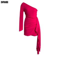 DFMEI 스커트 가을 여성 어깨 미니드레스 디자인 소심하고 기품있는 숄더 원피스 5199