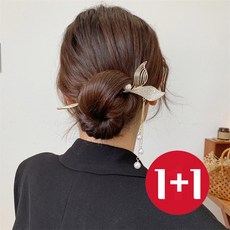 1+1 큐빅비녀핀 뒤꽃이 올림머리 머리핀 헤어집게핀