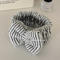 簡約洗臉髮帶，頭飾髮箍，束髮帶, 1個, 灰白條紋
