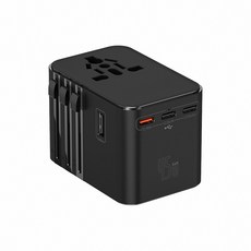 【anra】台灣現貨 2Type-c 2USB 快充 旅行轉接頭 PD20W PD18W 4.5A PD快充 萬國轉接頭, 1個, 黑3Type-C+2USB 10A45W
