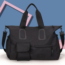 大容量輕便旅行袋 短途出差行李包 健身運動包 瑜珈包 待產包 多隔層, 黑色, 1個