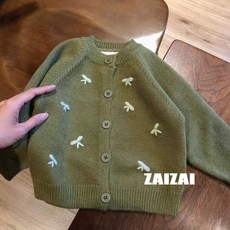 兒童針織開衫外套 秋冬新款女童寬鬆休閒毛衣寶寶洋氣時髦針織外套