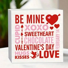 나무 상자 간판 발렌타인 데이 장식 로맨틱 장식품 홈 데스크, 1개, 1. MH-103