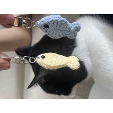 뽀슬냥냥 손뜨개인형 키링 야채 키링 뜨개인형 완제품 빽꾸 아이템 물고기, 1개, 세트, 5cm
