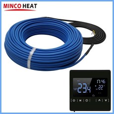 MINCO HEAT 15w/m 5 ~ 50m 따뜻한 바닥 와이어 70C 눈 녹는 WiFi 온도 조절 장치 선택이 가능한 이중 도체 가열 케이블, China Mainland, 45 meters (675w), MH1823D-H and Wire, 1