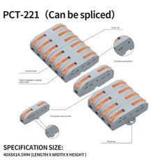 10100Pcs 레버 와이어 커넥터 컴팩트 스플라이싱 2 3 5 웨이 전기 빠른 연결 28-12 AWG 용, 03 10 PCS, 02 Spliceable module