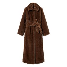 트윈셋 벨트 페이크 퍼 코트