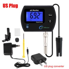 PH 계량기 산도계 LCD 디스플레이 수질 모니터 테스트 게이지 수족관 실험실용 멀티 파라미터 EU 미국 플러그 테스터, 01 US Plug, 1개