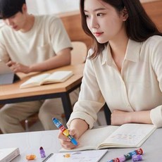 고체 형광펜 6색 공부용 하이라이터 멀티형 색연필형광펜 필기구 마킹펜 스태킹펜, 상세페이지 참조, 2하이라이터-기본형