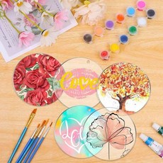 DIY 키링 미술 아크릴판 20p 원형 5cm 아트공구, 1개, 5cm 원형 20p