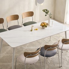 타볼라 누벨 통세라믹 6인용 식탁 단품 1800 의자미포함, 마블화이트+블랙, 마블화이트+블랙