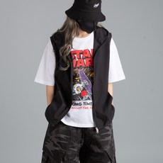 댄마샵 스릿 후드 오버핏 조끼 방송댄스복 줌바댄스복 에어로빅복