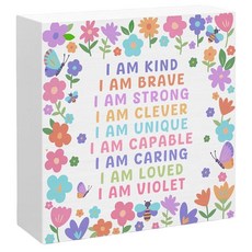 동기 부여 박스 사인 책상 장식 I AM KIND BRAVE 영감을 주는 선물 표지판 긍정적인 상자 140670, 동기 부여 박스 사인 책상 장식, I AM KIND B