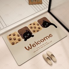 地墊防滑吸水廁所強門口洗手間硅藻泥速幹腳墊地毯衛浴加厚防滑, 1個, 歡迎喵