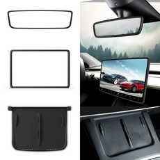 Vihimai 테슬라 모델Y주니퍼/모델3하이랜드 전용 무선 충전 실리콘 패드 화면 실리콘 보호 케이스 후미경 실리콘 보호 케이스 . 중앙 제어 실리콘 보호 장식 세트., 2021-2023모델3/2020-2024모델Y, 블랙